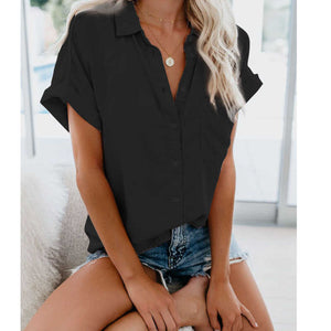 2021 Summer New Women's Short Sleeve Lapel Button Harajuku Oversized Shirt Crop Top Blouse Women Boho Clothing Cardigan Korean