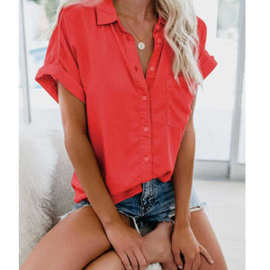 2021 Summer New Women's Short Sleeve Lapel Button Harajuku Oversized Shirt Crop Top Blouse Women Boho Clothing Cardigan Korean