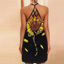 Load image into Gallery viewer, 2021 Summer Nre Eomrn&#39;s Fashion Casual Print Deep V Neck Spaghetti Straps Sleeveless Hollow Out Backless Knee Lenght Dress Lady