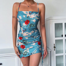 Load image into Gallery viewer, 2021 Summer Sexy Floral Print Beach Strap Mini Bodycon Dress Elegant Women Sundress Clothes Corset Ladies Dresses Vintage Gothic