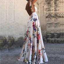 Load image into Gallery viewer, 2021 Summer Sexy Print Floral Beach Peplum Strap Long Maxi Skater Dress For Women Sundress Designer Party Plus Size Dresses Boho
