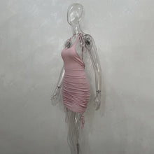 Load image into Gallery viewer, 2021 Summer Sexy Sling Hanging Neck Drawstring Short Skirt Thread Temperament Halter Dress Women&#39;s New Mini Skirt