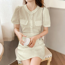 Load image into Gallery viewer, 2021 Summer Two Piece Set Women Skirt Ensembles Femme Beading Small Fragrant Top High Waist Slim Skirts Suits Conjuntos De Mujer