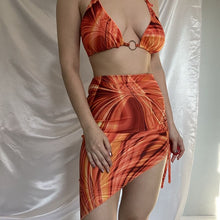 Load image into Gallery viewer, 2021 Summer Vacation Women Sets 2 Pieces Bandage Halter Vest + Mini Skirt Print Suits Fashion New Female Sexy Tracksuits Costume