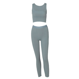 2021 Summer Woman Sweat Suit Elastic Vest Sexy Leggings Slim Fit Lady Sports Yoga Set Pants