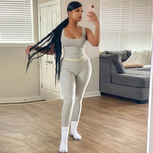 Load image into Gallery viewer, 2021 Summer Woman Sweat Suit Elastic Vest Sexy Leggings Slim Fit Lady Sports Yoga Set Pants