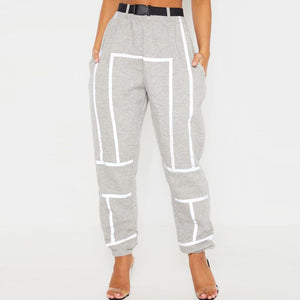 2021 Summer Women's Pants Casual Sports Reflective Striped Sweatpants Loose Lady High Street Cropped Pants