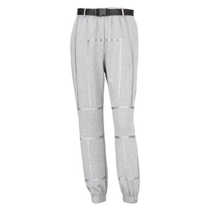 2021 Summer Women's Pants Casual Sports Reflective Striped Sweatpants Loose Lady High Street Cropped Pants