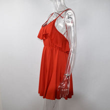 Load image into Gallery viewer, 2021 Summer Women &#39;s Sexy Lacing Bare back V-Neck Lace Dress White Beach Mini Slip Dress Green High Street Big Swing Skirt