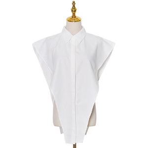 2021 Summer Women's Shirt Design Irregular Vest Solid Color Tee Single-Breasted Inverted Triangle Lapel Top