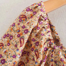 Load image into Gallery viewer, 2021 Summer women holiday vintage floral short Dress Square Collar puff sleeve Mini Dresses holiday Lace Retro Printed Vestidos