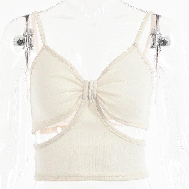 2021 Summertime New Personalized Design Tank Women's Open Back Chest Wrapped Hollow Suspenders Upper Outer Garment Tops