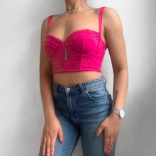 Load image into Gallery viewer, 2021 Summertime Women's New Style Fashion Sexy Mesh Gauze Fungus Short Sling Upper Outer All Match Tank For Solid Color