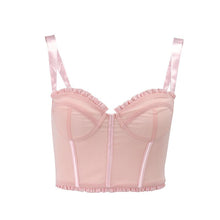 Load image into Gallery viewer, 2021 Summertime Women's New Style Fashion Sexy Mesh Gauze Fungus Short Sling Upper Outer All Match Tank For Solid Color