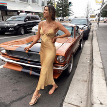 Load image into Gallery viewer, 2021 Summmer New Sexy Spaghetti Strap Dress Women Sleeveless Solid Color Long V Neck Backless Dress Ladies Casual