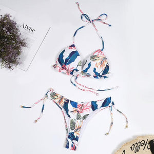 2021 Sunflower Printed Bikini Set Sexy Swimwear Women Mujer Push Up Padded Biquini Bathers Bandage Bathing Suit Swimsuit Bikini