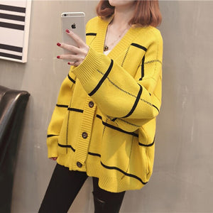 2021 Sweater Women's Cardigan Coat Autumn New Plaid