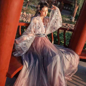 2021 Traditional Women Flower Hanfu Dress Ancient Chinese Costume Beautiful Dance Hanfu Originale Princess Tang Dynasty Robe