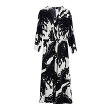Load image into Gallery viewer, 2021 V-Neck High Waist Plus Size Fashion Midi Dress Women Autumn Long Sleeve Print Korean Style Casual Dresses Female Vestidos
