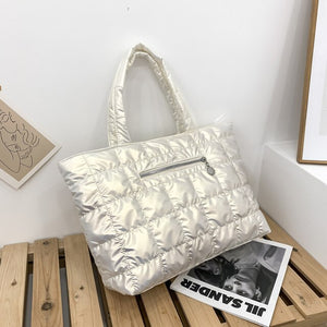 2021 Winter Fashion Woman Big Handbag Space Pad Cotton High Capacity Totes Soft Female Shopper Quilted Nylon Shoulder Bags