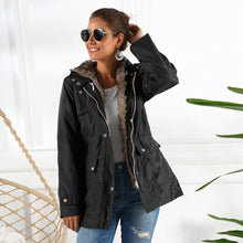 Load image into Gallery viewer, 2021 Winter New Women&#39;s Fashion Casual Solid Hooded Collar Zippers Buttons Long Sleeve Pockets Sashes Jacket Ladies Loose Coats