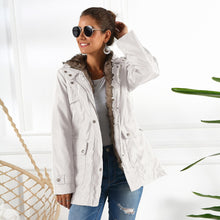 Load image into Gallery viewer, 2021 Winter New Women&#39;s Fashion Casual Solid Hooded Collar Zippers Buttons Long Sleeve Pockets Sashes Jacket Ladies Loose Coats