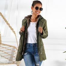 Load image into Gallery viewer, 2021 Winter New Women&#39;s Fashion Casual Solid Hooded Collar Zippers Buttons Long Sleeve Pockets Sashes Jacket Ladies Loose Coats