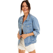 Load image into Gallery viewer, 2021 Winter New Women&#39;s Fashion Cropped Long Denim Lapel Old Denim Coat Jeans Oversized Jean Jacket Women Gothic Clothes