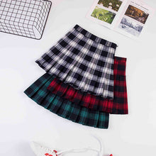 Load image into Gallery viewer, 2021 Women A- line Skirt Red Plaid Skirt korean harajuku plaid skirt Spring and Autumn New Pleated Skirt High Waist Skirt