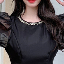 Load image into Gallery viewer, 2021 Women French Mesh Temperament Fashion Designer Bright Diamond Dress Elegant Korean Chic Mini Party Vestidos Mujer New Robe