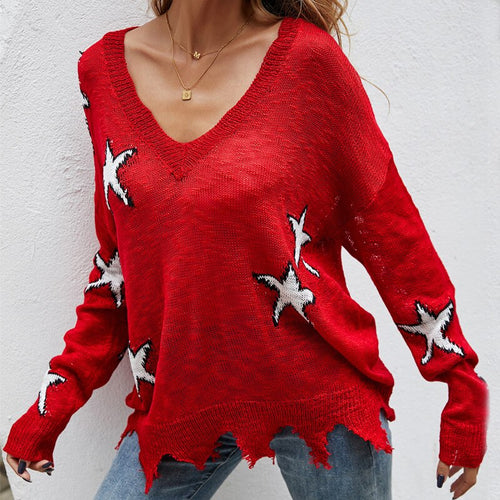 2021  Women Red Knitted Thin Sweater Fashion Oversized Pullovers Ladies Autumn Winter Loose Sweaters Korean Jumpers Sueter Mujer