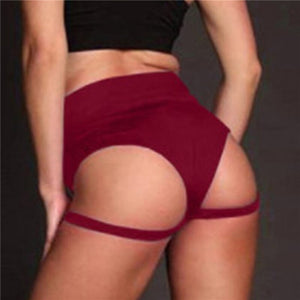 2021 Women Sexy Butt Lifting High Waist Mini Shorts Active Wear Underpants Femme Solid Color Hollow Out Underwears Bottoms