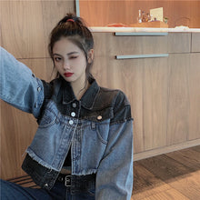 Load image into Gallery viewer, 2021 Women Short Denim Crop Jacket Patchwork Autumn Spring Causal Female Clothes