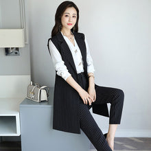 Load image into Gallery viewer, 2021 Women Striped Suit Waistcoat Set Professional Women&#39;s Spring and Autumn Two-piece Outfit Office Clothes