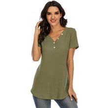 Load image into Gallery viewer, 2021 Women Summer T-shirt Waffle Tops  Fashion Sexy V-Neck Solid Tee Tops New Female Casual T-shirts Mujer Chic Tops