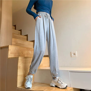 2021 Women's Pants Cost-Effective Sports Casual Pants High Waist Slimming Hundred Plain Trousers Female Street Wear Clothing