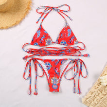 Load image into Gallery viewer, 2021 Women&#39;s Swimming Suit Swimsuit Push up Webbing Stitching Straps Printed Bikinis Swimwear Bathing Suit Brazilian Biquini