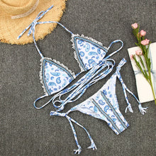Load image into Gallery viewer, 2021 Women&#39;s Swimming Suit Swimsuit Push up Webbing Stitching Straps Printed Bikinis Swimwear Bathing Suit Brazilian Biquini