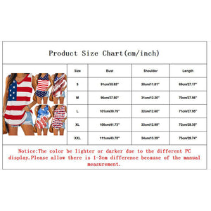 2021 Women's T Shirt Vintage American Flag Print Oversized Sleeveless Tee Top V Neck Pullover Casual Blouse Блузка Женская