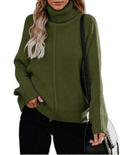 Load image into Gallery viewer, 2021 autumn/winter new European and American high collar loose OL commuter knitwear large fashion sweater women