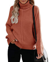 Load image into Gallery viewer, 2021 autumn/winter new European and American high collar loose OL commuter knitwear large fashion sweater women