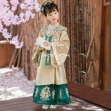Load image into Gallery viewer, 2021 girl chinese style princess dress folk hanfu tang dynasty dress traditional dance costumes children party princess dress