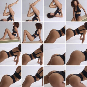 2021 new foreign trade split bikini female sexy solid color fold strap swimsuit