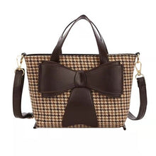 Load image into Gallery viewer, 2021 new portable plaid trend woolen material bow messenger bag one drop delivery