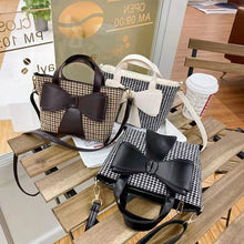 Load image into Gallery viewer, 2021 new portable plaid trend woolen material bow messenger bag one drop delivery