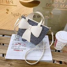 Load image into Gallery viewer, 2021 new portable plaid trend woolen material bow messenger bag one drop delivery