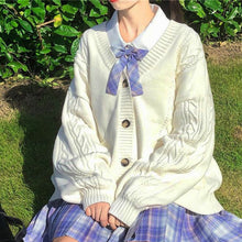 Load image into Gallery viewer, 2021 new sweet cute girl knitting sweater lazy college style loose sleeve Harajuku girl JK uniform sweater coat s ~ 2XL