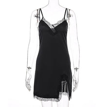 Load image into Gallery viewer, 2021 sleeveless lace patchwork V-neck sexy slip mini slip dress summer women streetwear outfits sleep wear