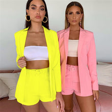Load image into Gallery viewer, 2021 spring summer women&#39;s new slim solid color lapel suit jacket temperament fashion shorts small suit female