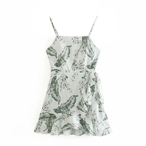 2021 summer Women Party Club Vintage floral Mini Sling Dress beach Off Shoulder Strap Vestidos Retro Ruffle A-Line short Dresses